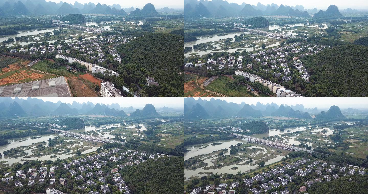 桂林水印长廊高端别墅群航拍4k最新