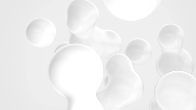 4K白色液体流动融合抽象动画