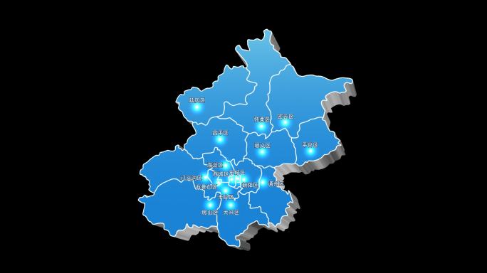北京市三维立体地图区域通道视频蓝色