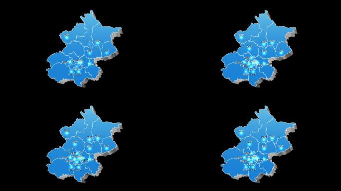 北京市三维立体地图区域通道视频蓝色