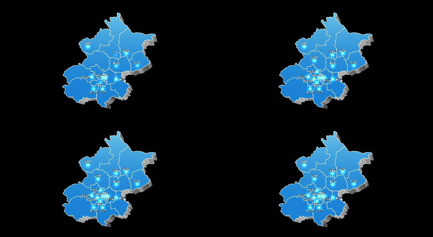 北京市三维立体地图区域通道视频蓝色