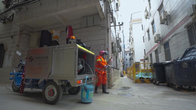 城市建设深圳环卫城中村垃圾桶道路清洗