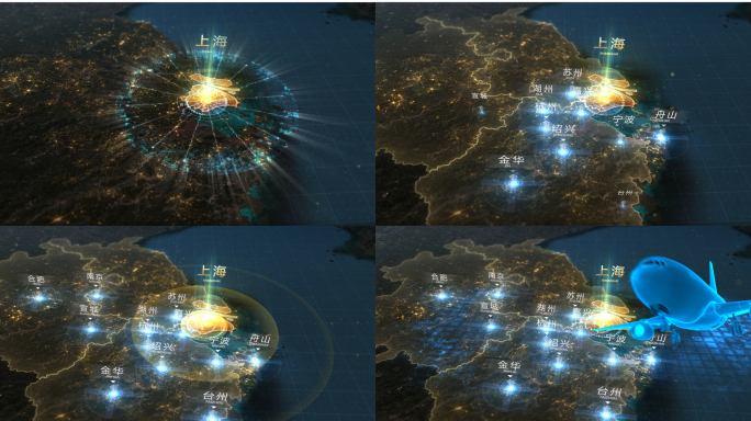 上海辐射长三角金色地图