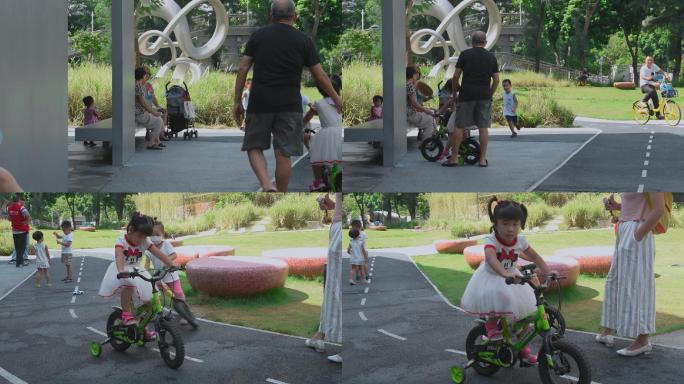 深圳建设小公园老人小孩和谐