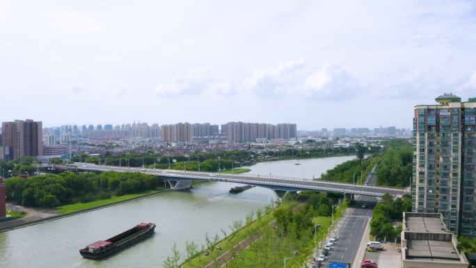 江兴大桥运河4K运河轮船