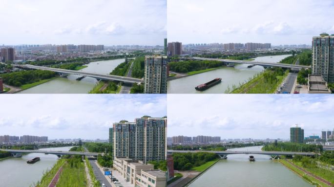 江兴大桥运河4K运河轮船
