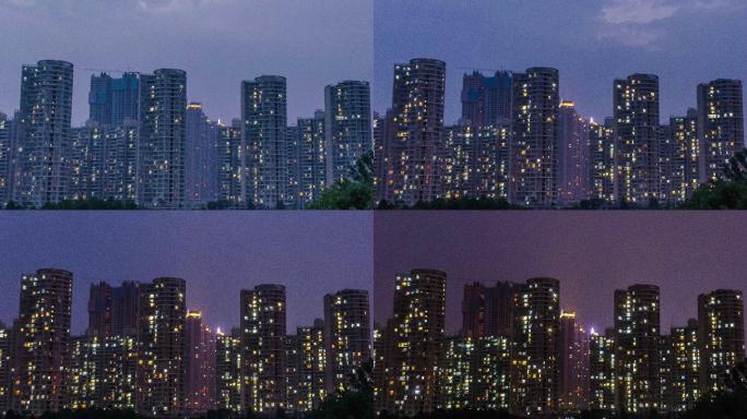 城市夜景灯光点亮4K延时摄影实拍素材