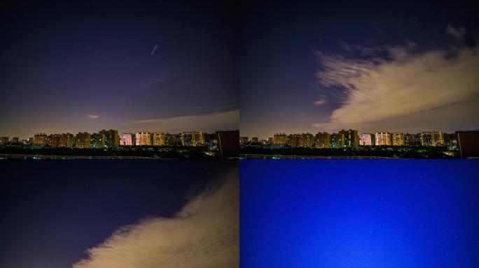 2段城市夜晚星空延时摄影4K高清视频素材