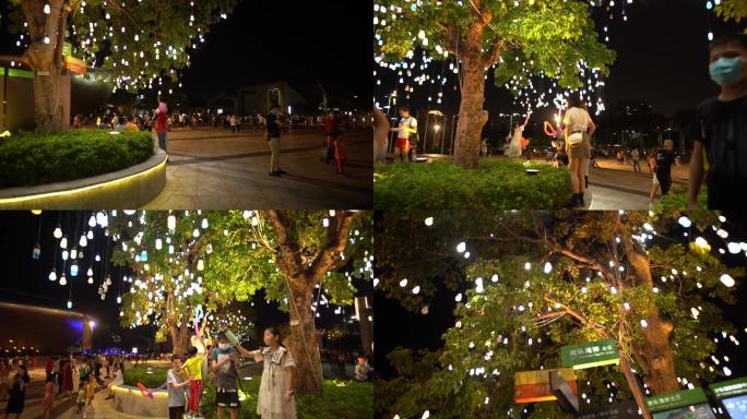 欢乐港湾休闲人群广场灯树