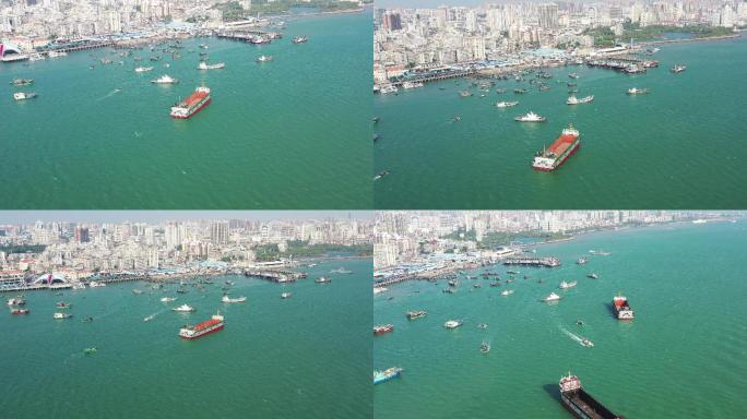 4k航拍码头沿海城市