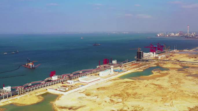 4k航拍广东湛江东海岛港码头工业