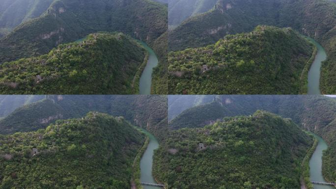 航拍湖北襄阳南漳春秋寨风景区