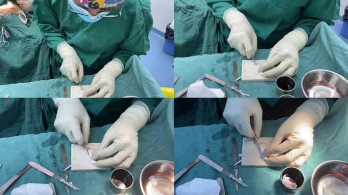 4K手术室实拍素材手术刀鼻假体雕刻