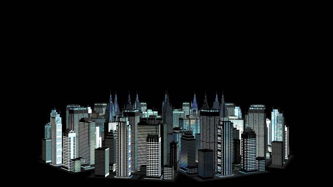 【原创带通道】科技智慧城市高楼模型旋转