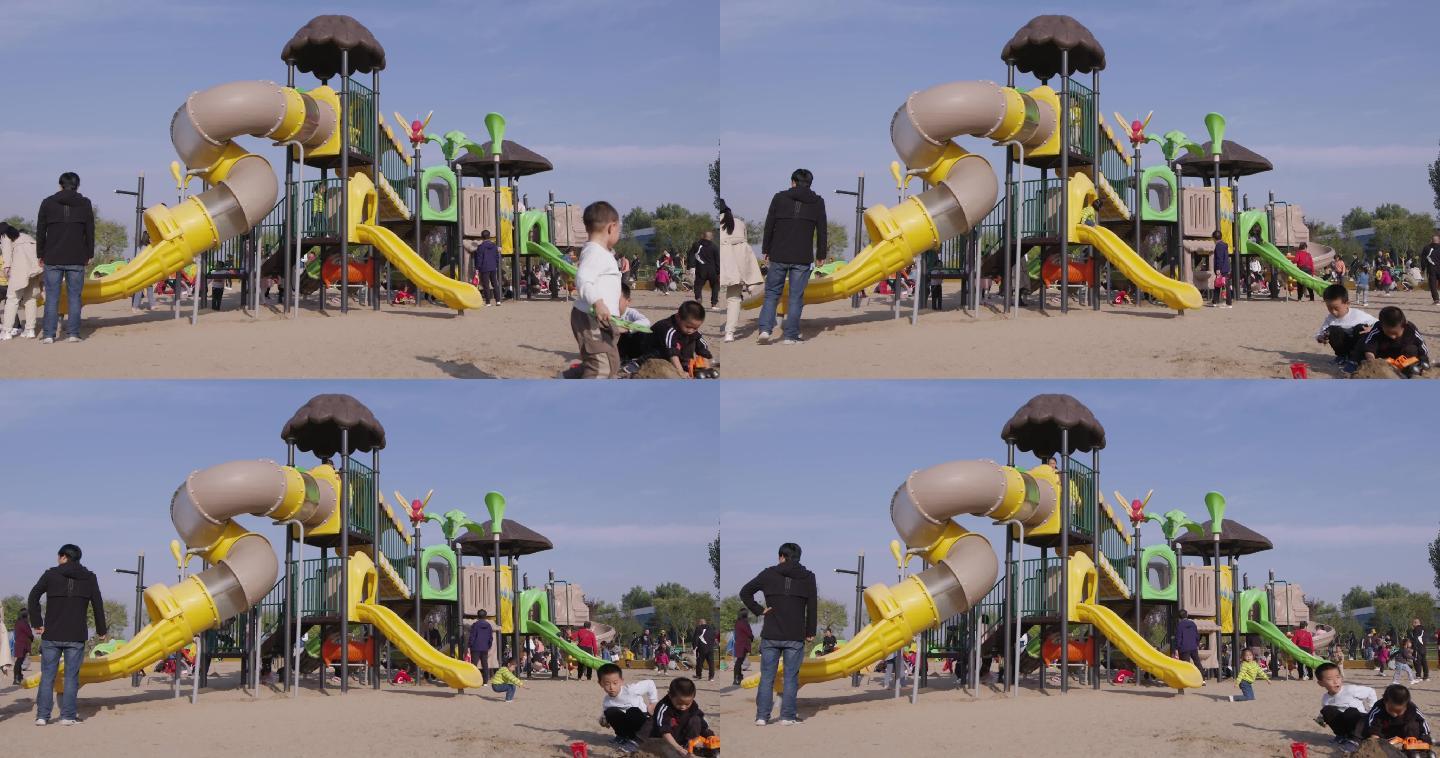 升格2K一家人户外儿童沙滩游乐场游玩