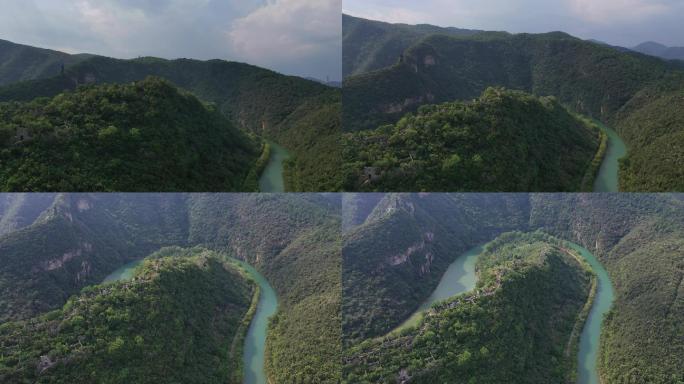 航拍湖北襄阳南漳春秋寨风景区