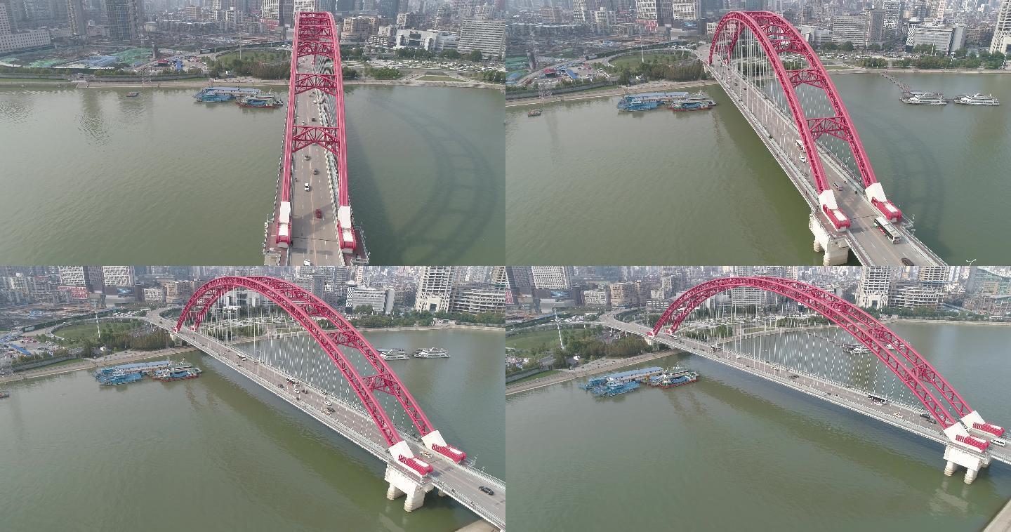 4K-武汉晴川桥汉江航拍-原素材