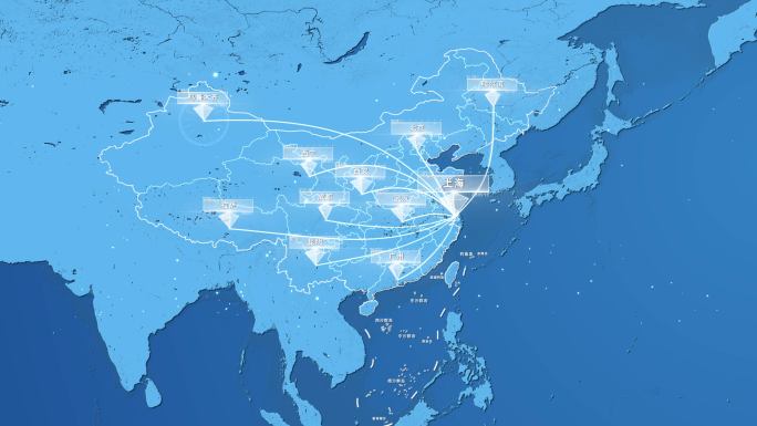 【原创】4K中国地图上海辐射全国全世界