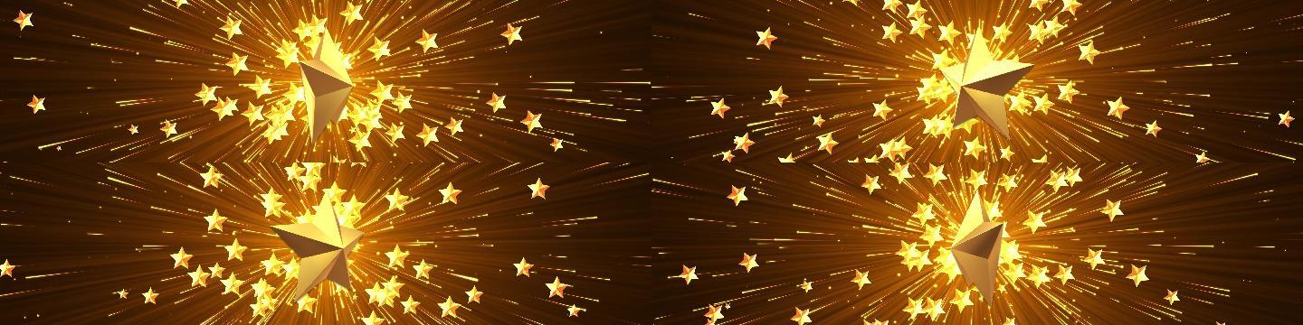 宽屏五角星旋转金色粒子发射视频2-循环