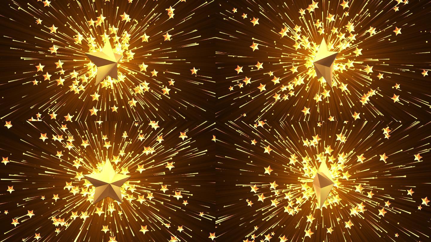 4K五角星旋转金色粒子发射视频1_1