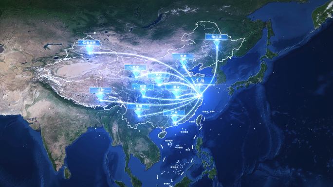 【原创】4K中国上海地图辐射全国全世界