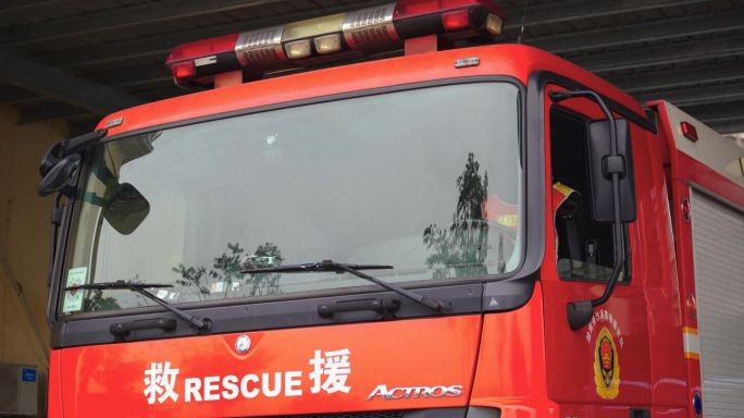 4K消防站消防车空镜