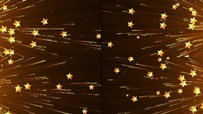 超宽屏五角星旋转金色粒子发射视频1-循环