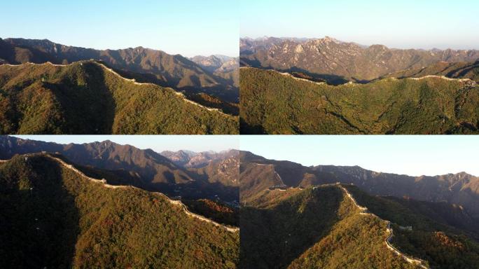 航拍秋天慕田峪长城秋季风景