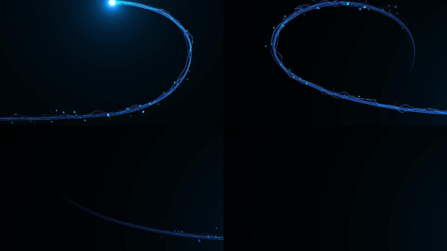 4K蓝色圆圈路径光效粒子