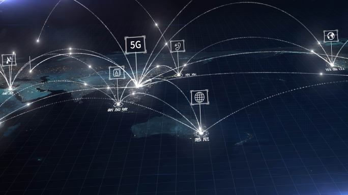 【原创】5G科技地图网络连线辐射分布4K