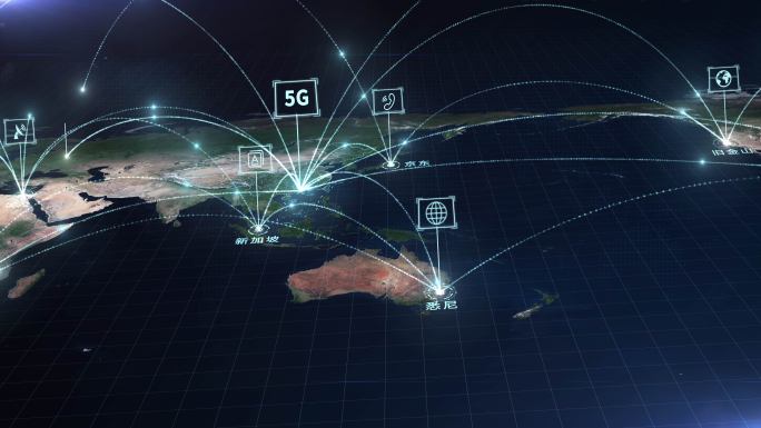 【原创】5G科技地图网络连线辐射分布4K