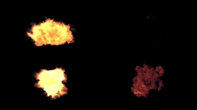 实用爆炸火焰燃烧素材一套4组带通道视频