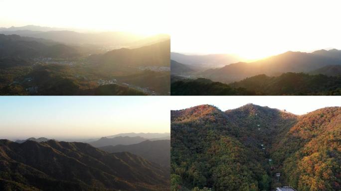 【原创】航拍傍晚夕阳余晖索道崇山峻岭