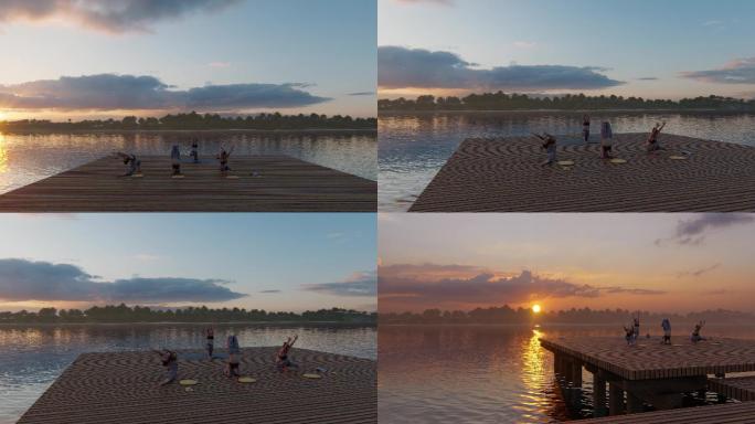 4K湖边瑜伽三维动画