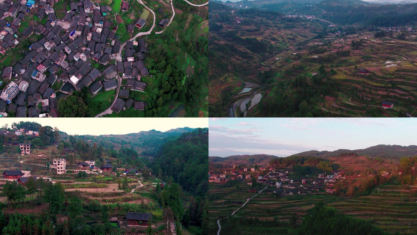 4K航拍贵州偏远大山里的农村村庄