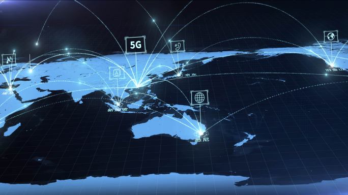 【原创】5G科技地图网络连线辐射分布4K