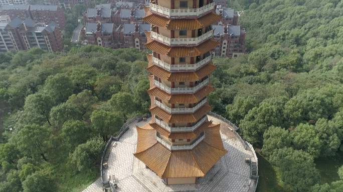 岳阳圣安寺万佛宝塔航拍原素材