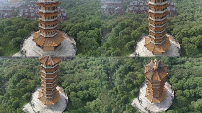 岳阳圣安寺万佛宝塔航拍原素材