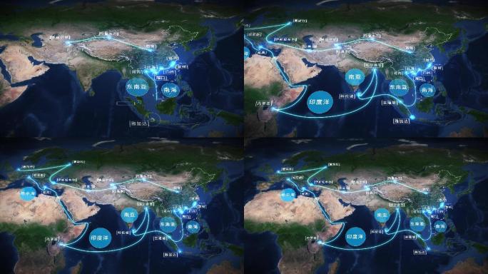 谷歌地图一带一路（视频素材）