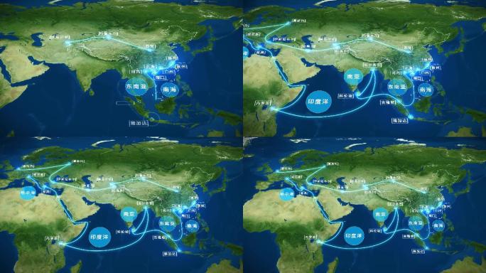 一带一路谷歌地图简洁版（视频素材）