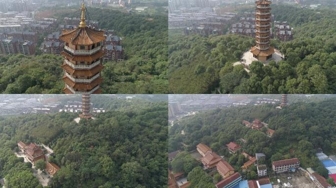 岳阳万佛宝塔航拍原素材