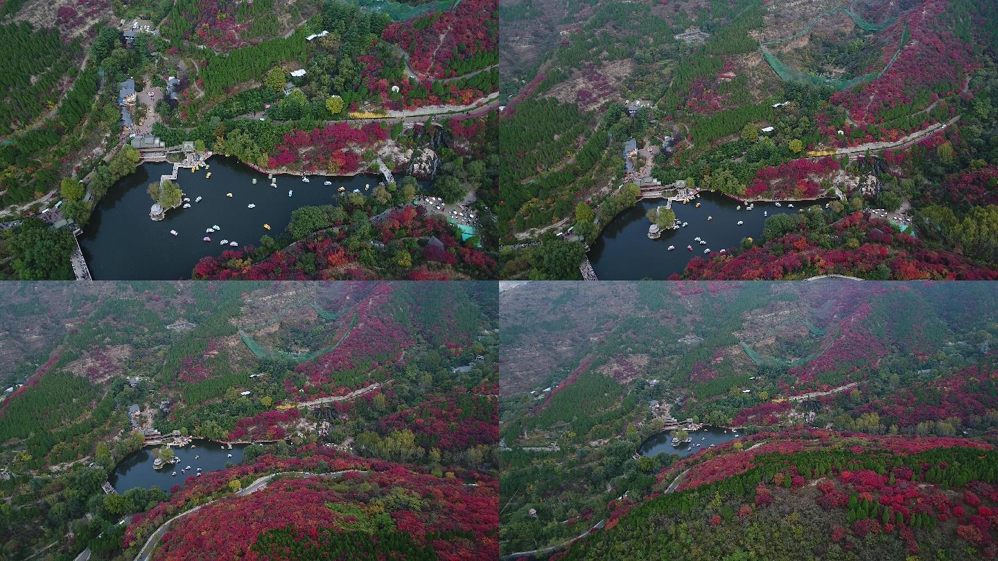 秋天山林红叶秋色航拍