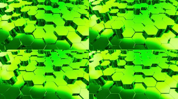 4K-绿色质感立方体起伏DJ背景