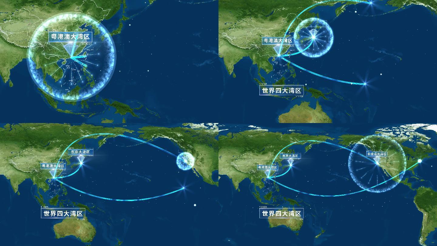 4K世界湾区谷歌地图简洁版（视频素材）