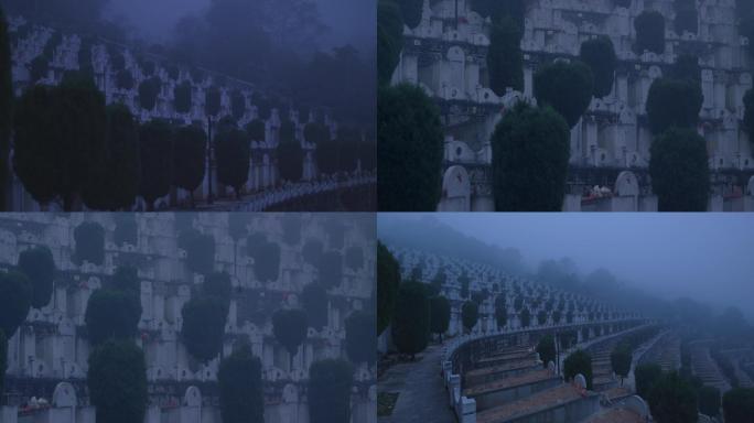 4K清晨大雾中的麻栗坡烈士陵园