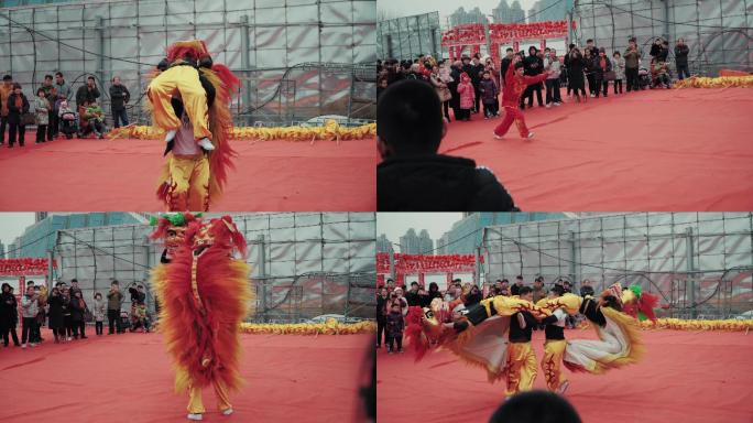 春节庙会舞狮表演