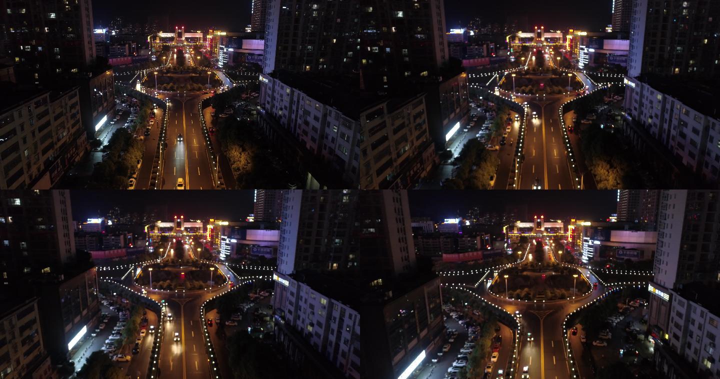 岳阳巴陵中路夜景航拍4K原素材
