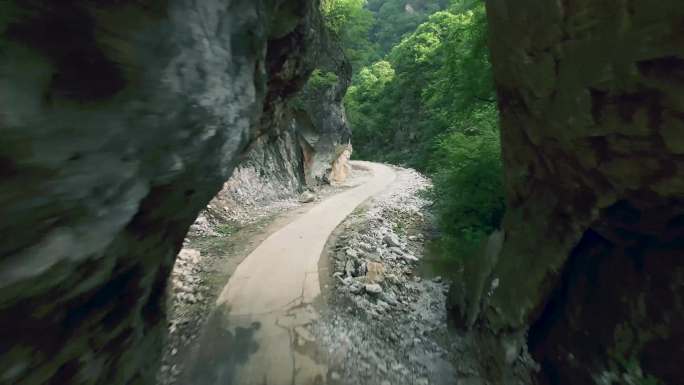 航拍山间小路陡峭山路盘山公路