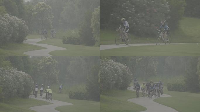 【4K】log实拍城市绿色生态自行车