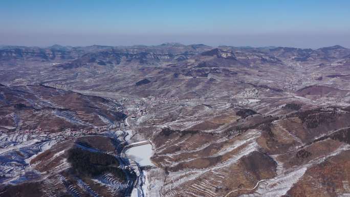 济南南部山区雪景航拍2021